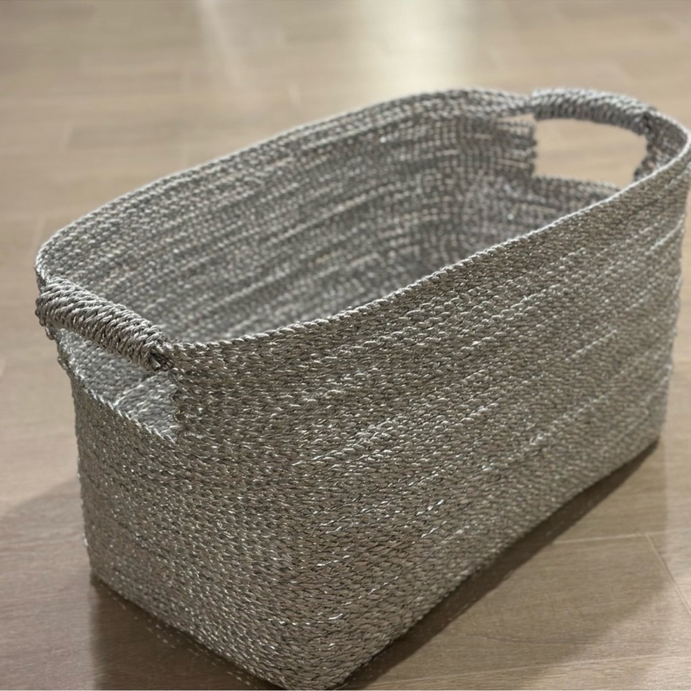 West Elm Gray Woven Storage Basket
